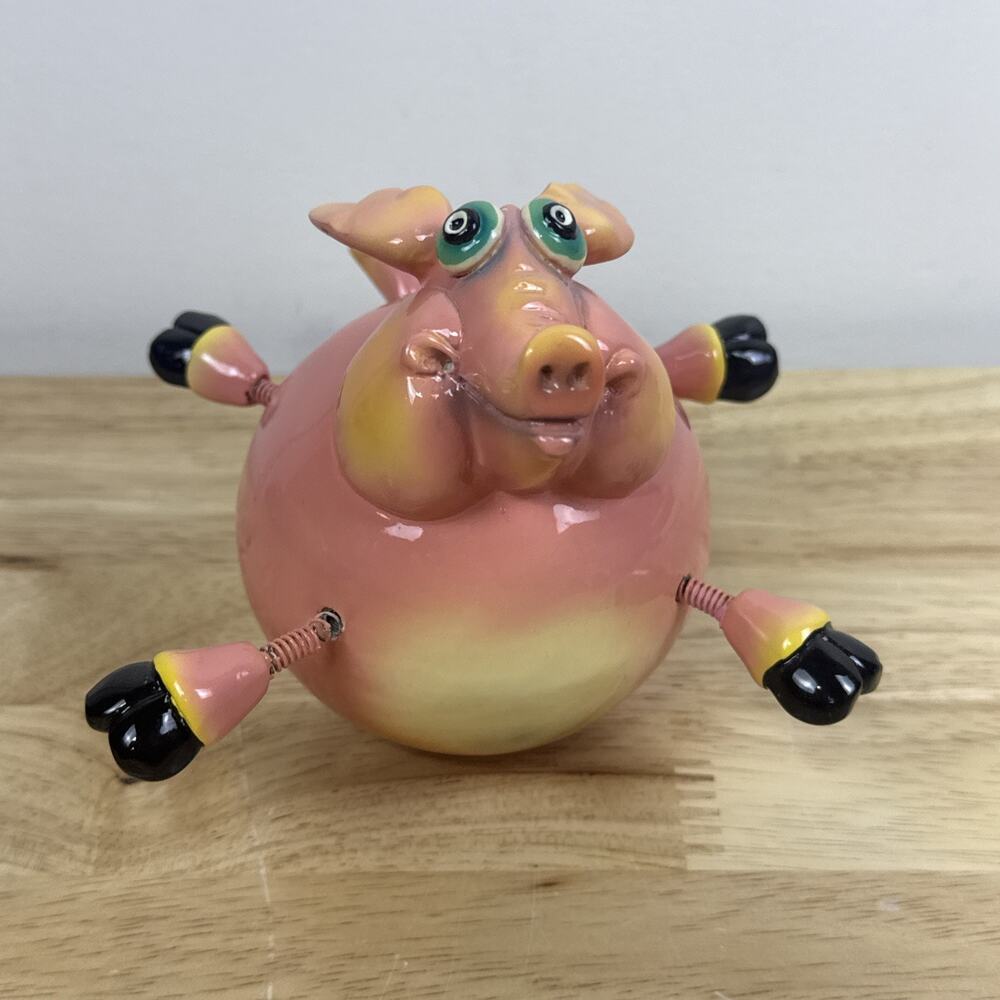 Exhart Pink Flying Pig Whimsical Silly Wobbly Pig Collectible Trinket 4.5”